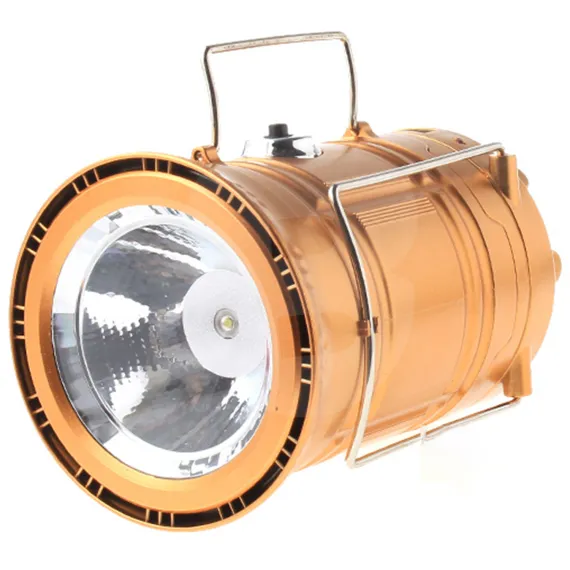 Lampă solară multifuncțională de camping QY-5800T cu 6+1 LED, încărcare solară, 220V și USB