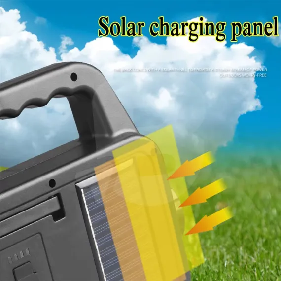 Lanternă LED COB cu încărcare USB și panou solar integrat