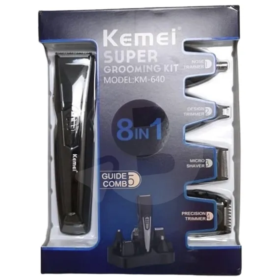 Kit KEMEI KM-640 8 în 1 cu accesorii și suport de încărcare