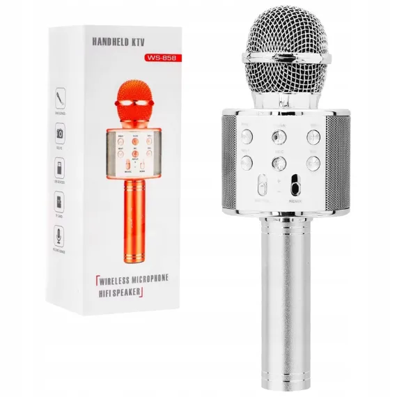 Microfon karaoke wireless WS-858 cu difuzor integrat pentru sunet clar