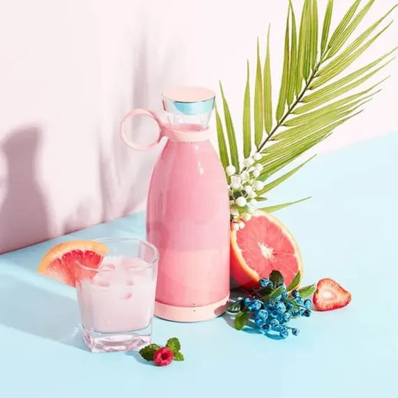Mini blender portabil roz pentru smoothie și shake, băutură din fructe proaspete, utilizare zilnică