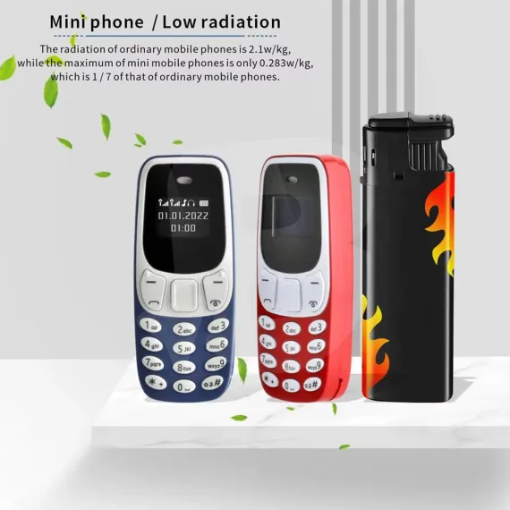 Mini telefon BM10 comparat cu brichetă pentru evidențiere dimensiune redusă