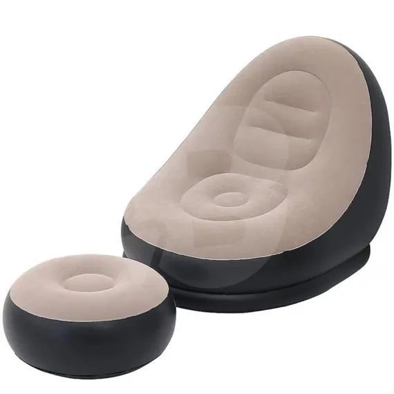 Set fotoliu gonflabil cu taburet pentru relaxare, interior și exterior