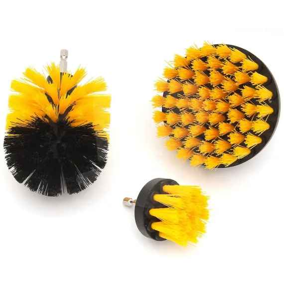 Set perii de curățare pentru bormașină cu peri duri, prindere hexagonală – 3 bucăți