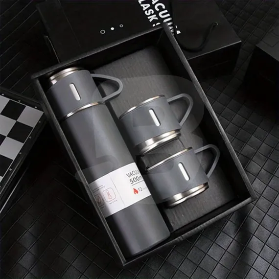 Set termos inox 500 ml cu doua cani in cutie cadou