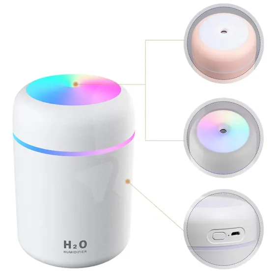 Umidificator compact cu ultrasunete și rezervor 300 ml