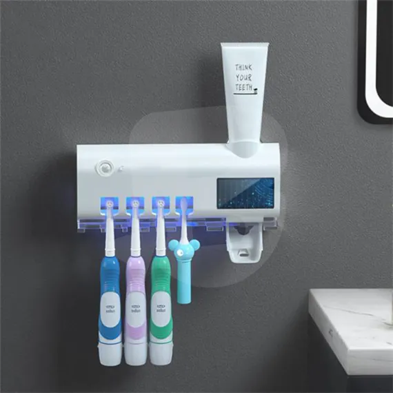 Distribuitor automat de pastă de dinți cu sterilizare UV montat pe perete