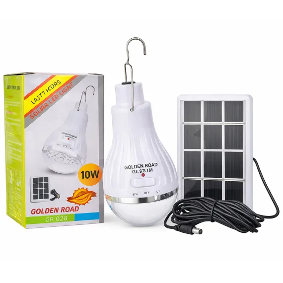 Lampă solară LED portabilă 10W cu panou solar și cârlig