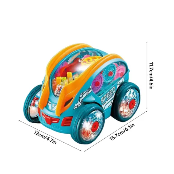 Masina cu lumini si sunete, Jucarie interactiva si distractiva, transparenta, rotativa 360 de grade, care se rostogoleste 6511110046702 CON-234