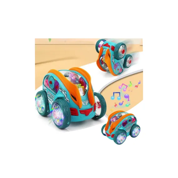 Masina cu lumini si sunete, Jucarie interactiva si distractiva, transparenta, rotativa 360 de grade, care se rostogoleste 6511110046702 CON-234