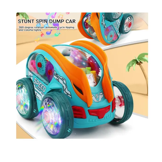 Masina cu lumini si sunete, Jucarie interactiva si distractiva, transparenta, rotativa 360 de grade, care se rostogoleste 6511110046702 CON-234