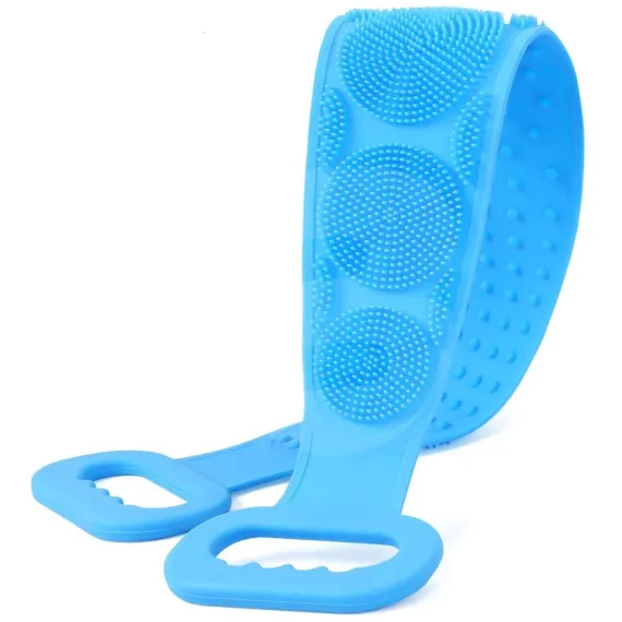 Perie de spălare pentru spate din silicon cu două fețe pentru exfoliere și masaj corporal