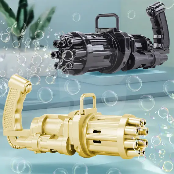 Pistol - Mitralieră electrică pentru baloane de săpun cu 8 orificii și rezervor lichid