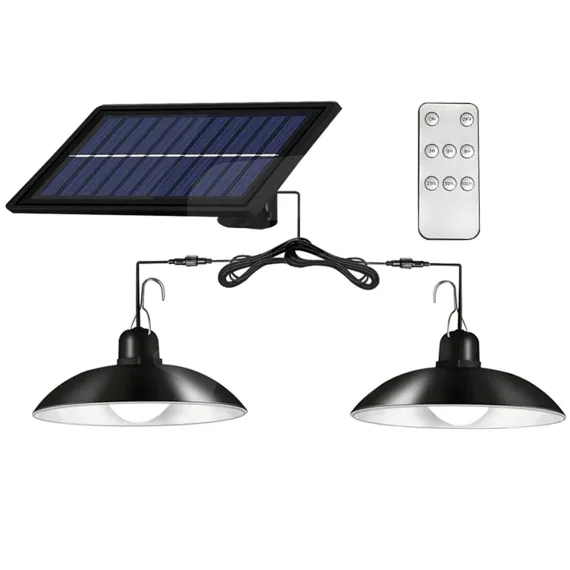 Proiector LED Solar cu 2 Lămpi Exterioare și Telecomandă XF-707-2