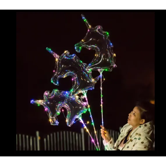 Set 50 Baloane Party LED multicolor, forma Unicorn 6511110043206 CON-40