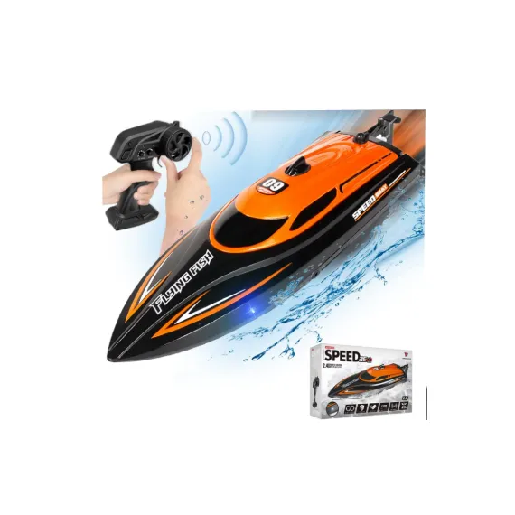 Barca cu telecomanda iUni HJ812, RC Racing Speed Boat Drift, Viteza 25 km/h, 2.4GHz, Portocaliu CON-360