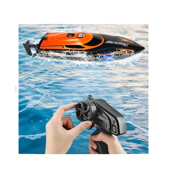 Barca cu telecomanda iUni HJ812, RC Racing Speed Boat Drift, Viteza 25 km/h, 2.4GHz, Portocaliu CON-360