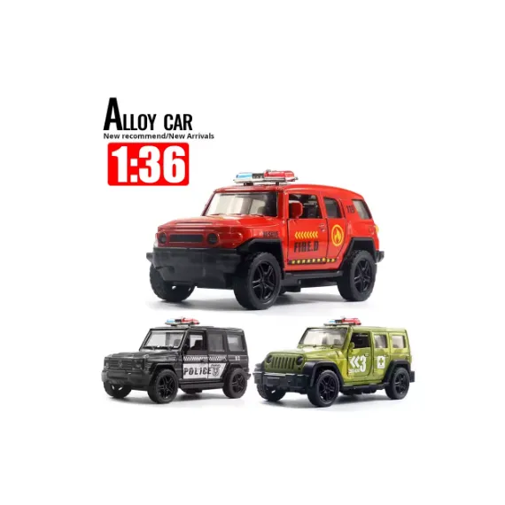 Mașini Metalice de Urgență (Poliție, Pompieri, Armată) - Scara 1:36, Funcție Pull-Back CON-462