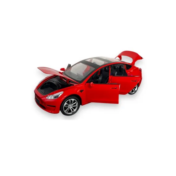 Masina Metal Model 3, cu Faruri si Stopuri care Lumineaza, Sunete realistice de Motor si Alarma, cu Functie Pull-Back, cu Functie de Deschidere a Usilor CON-280