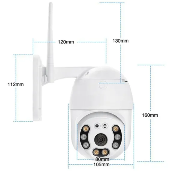 Cameră supraveghere WiFi exterior 1080P – dimensiuni și montaj