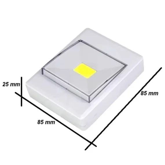 Lampă LED de perete tip întrerupător dimensiuni 85x85 mm