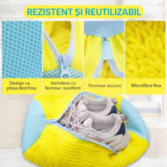 Sac pentru spălat pantofi utilizat în mașina de spălat