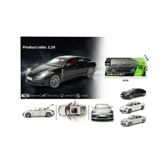 Mașinuță metalică Porsche Panamera Turbo S die-cast 1:24 cu lumini și sunete