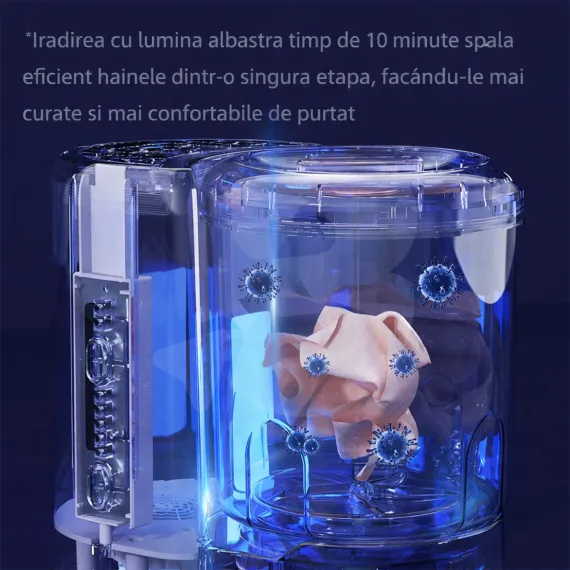 Mașină de spălat rufe delicate cu lumină albastră pentru igienizare