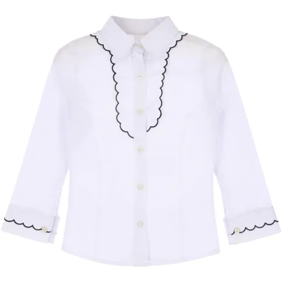 Set 4 Cămăși Albe pentru Fete din Bumbac, cu Guler Elegant – 6–10 ani