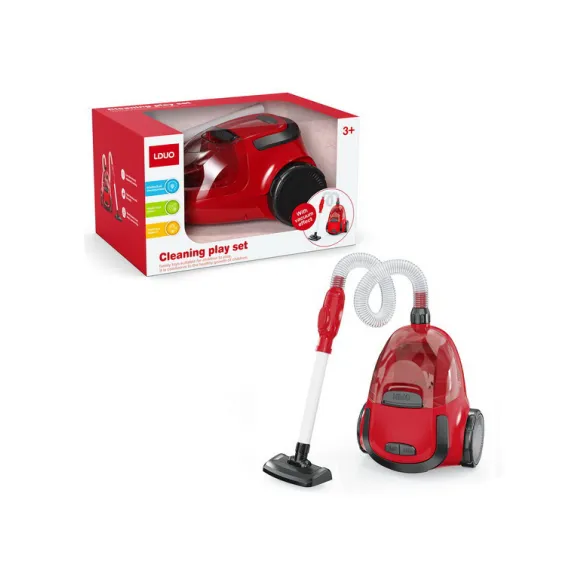 Aspirator Interactiv "LADUO Vacuum Cleaner", cu Sunete Realiste, Lumini și Funcție de Aspirație, Roșu