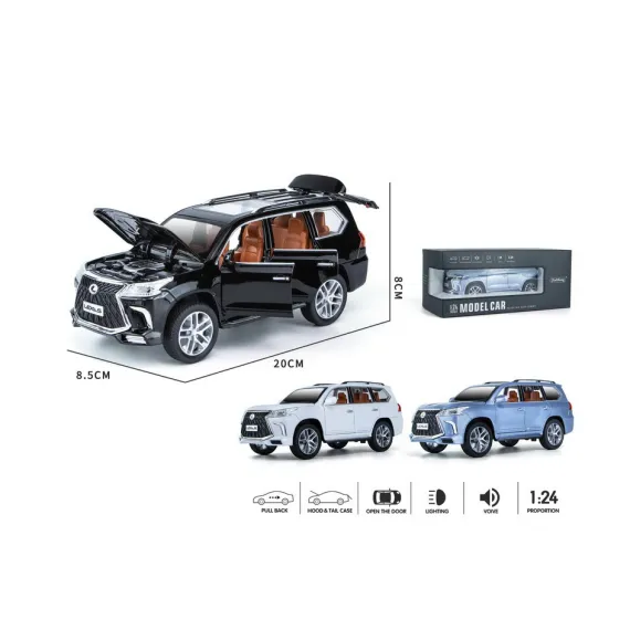 Mașină metalică Lexus LX570 SUV vedere față și spate