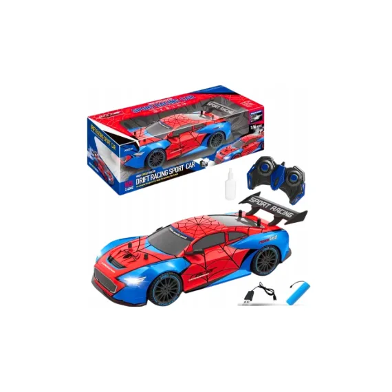 Mașină cu Telecomandă "Drift Racing Spider", Scară 1:16, Efect de Evacuare cu Fum (Vapori de Apă), Tracțiune 4WD și Lumini LED