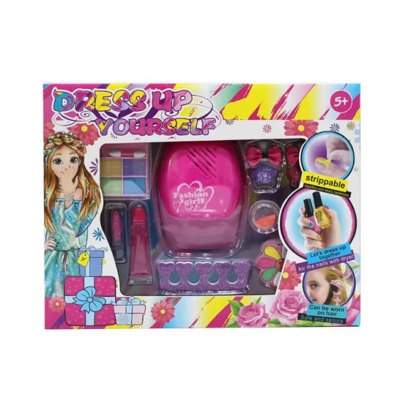 Set Manichiură Interactiv pentru Copii „Dress up Yourself”, Include Ojă Lavabilă, Accesorii de Decorat și Stickere, Multicolor
