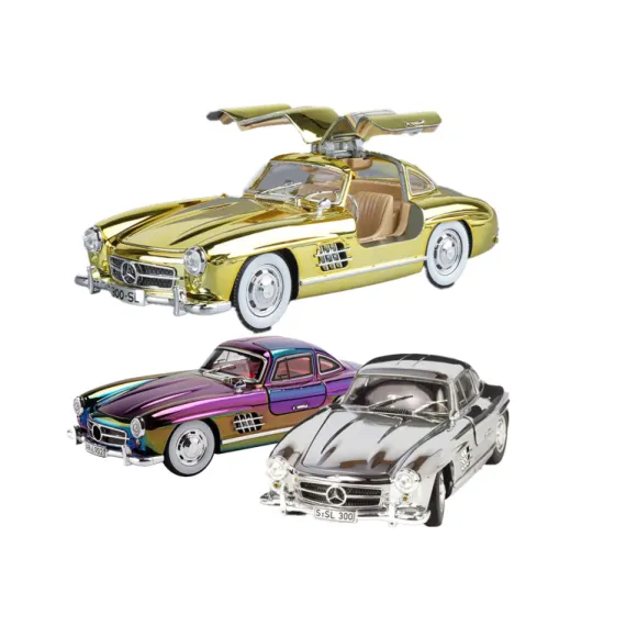 Mașinuță Metalică de Colecție Mercedes-Benz 300SL "Gullwing", Scara 1:24, Uși Tip Aripi de Pescăruș, Sunete și Lumini
