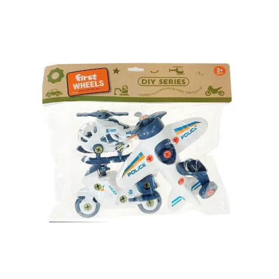 Set vehicule poliție de jucărie cu asamblare și demontare