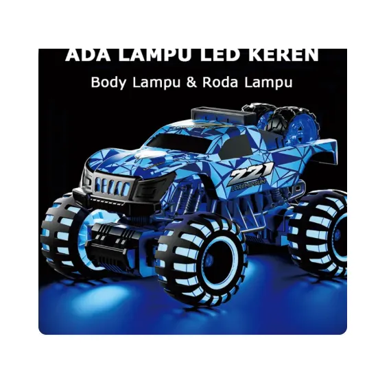 Mașină Monster cu telecomandă 2,4GHz, LED albastru, caroserie sport