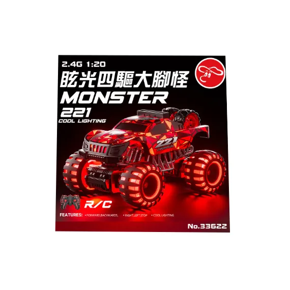 Ambalaj mașină Monster cu telecomandă LED 2,4GHz