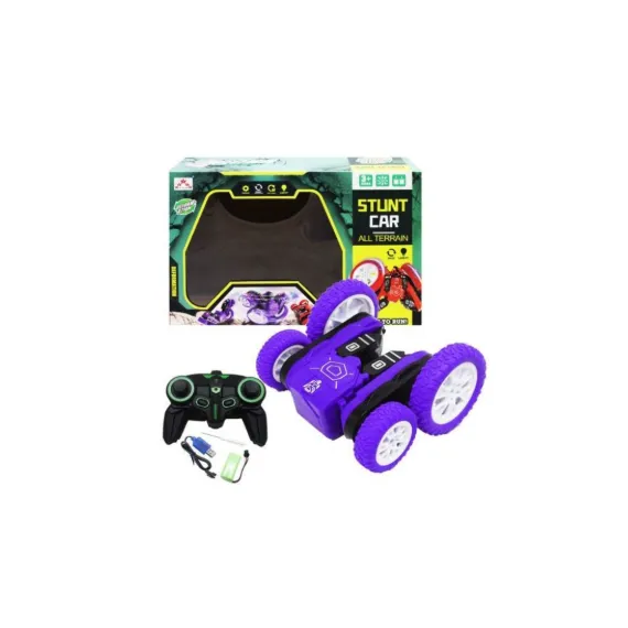 Mașină cu telecomandă Stunt Car 4x4 cu rotație 360°, lumini LED