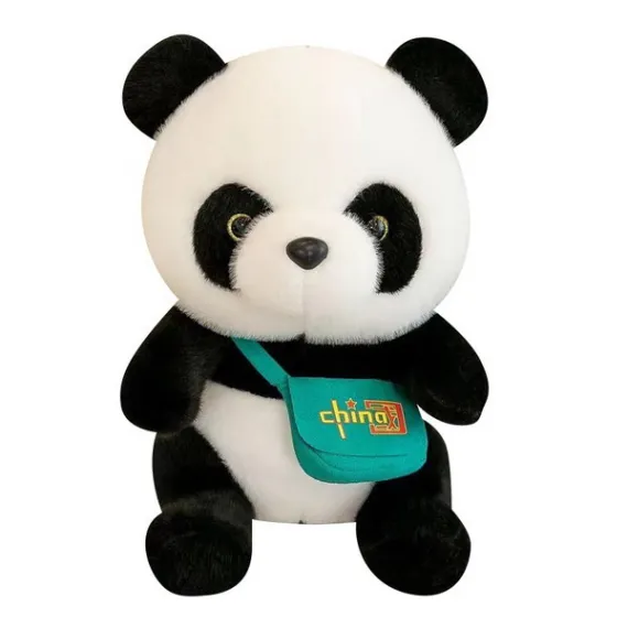 Ursuleț panda din pluș cu gentuță decorativă