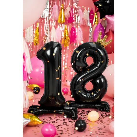 Balon din folie in picioare cifra 18 auriu 84 cm pentru aniversari si majorat