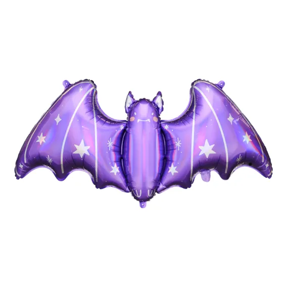 Balon din folie metalica forma Liliac negru 119x51 cm pentru decor Halloween