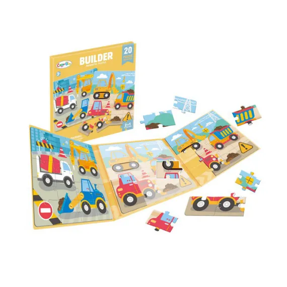 Puzzle Magnetic Educativ sub Formă de Carte, Joc Creativ de Construcție, Mix Modele (Animale, Vehicule, Personaje), Dimensiuni 26 x 19 cm