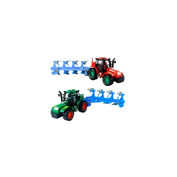 Tractor cu plug agricol jucărie cu remorcă de discuri detașabile