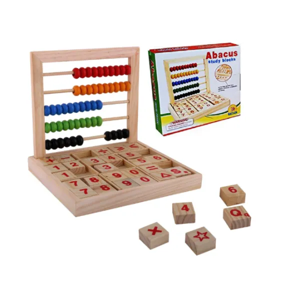 Numărătoare Clasică (Abacus) din Lemn Ecologic, 30 Bile Colorate, Cadru Rezistent, Instrument Educațional Matematic, Dimensiuni 25 x 15 cm