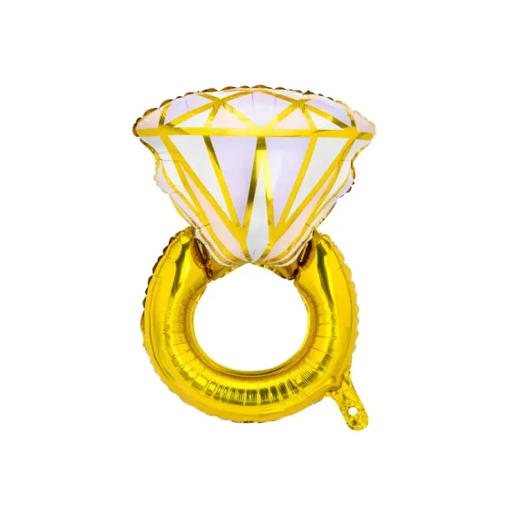 Balon din folie metalica forma Inel cu diamant 60x95 cm pentru logodna si nunta