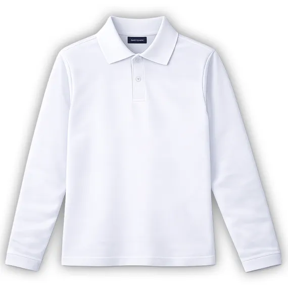 Bluză Polo Albă cu Guler pentru Băieți, Bumbac, Set 4 Bucăți 14–17 ani