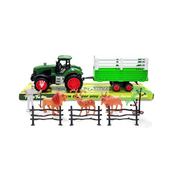Tractor cu remorcă și animale sălbatice set de joacă