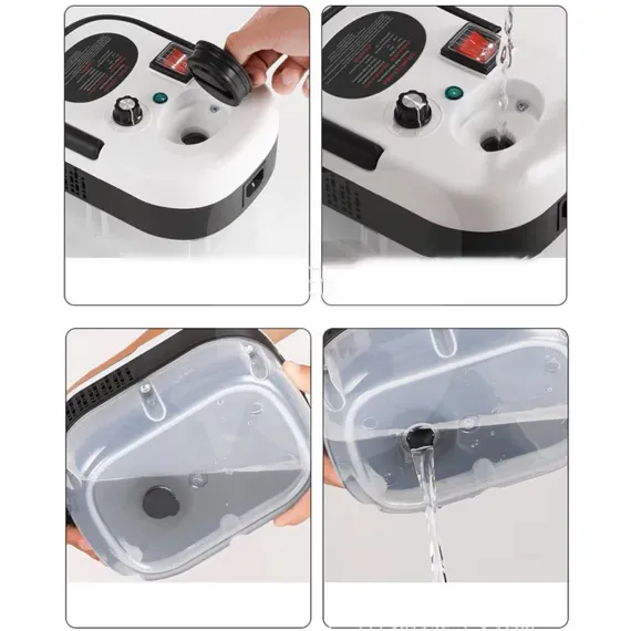 Aparat de curățat cu abur portabil cu rezervor transparent și mâner ergonomic