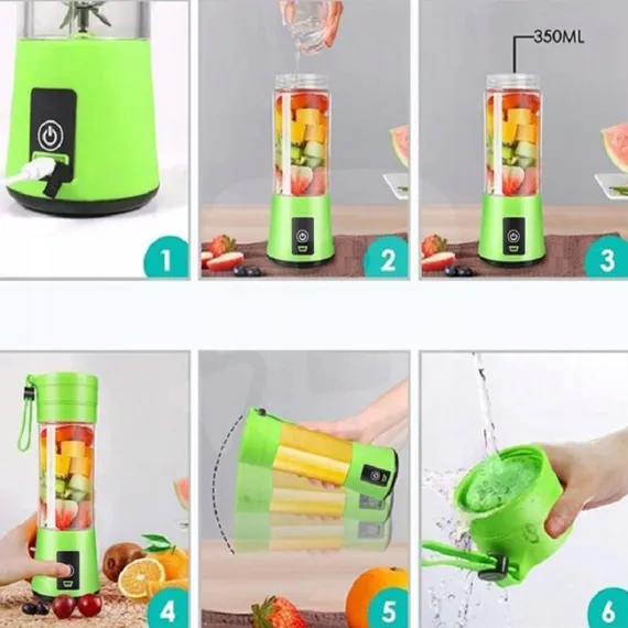 Blender portabil verde cu lame din oțel inoxidabil