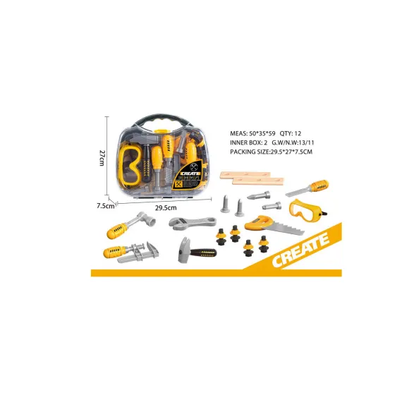 Set „Micul Meseriaș” – Trusă de Scule în Gentuță Portabilă, 15+ Accesorii de Construcție